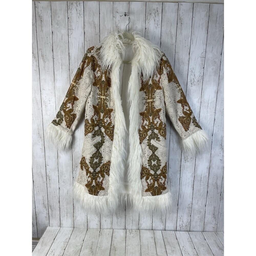 Soft Surroundings Tapestry Mid Length Faux Fur Sz M Penny Lane Boho